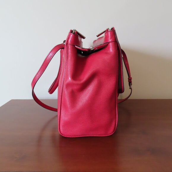 COACH Pinnacle Harper grenadine red embossed lizard tote bag satchel EUC 23572 - Picture 4 of 16